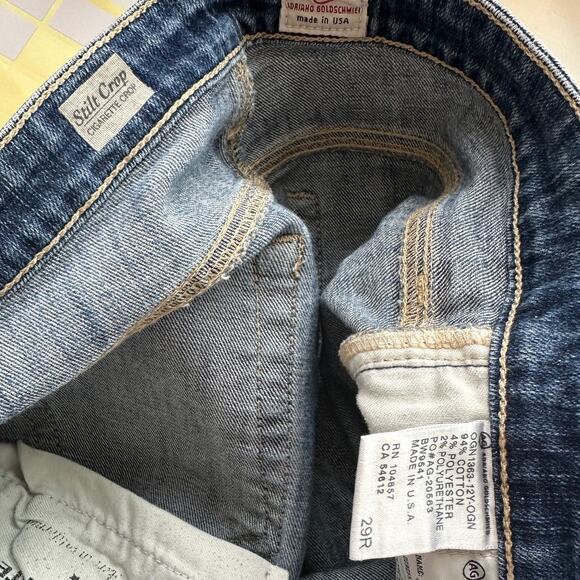 AG Medium Wash Whiskered Raw Hem Stilt Crop Cigarette Crop Jean 29 - Picture 11 of 15